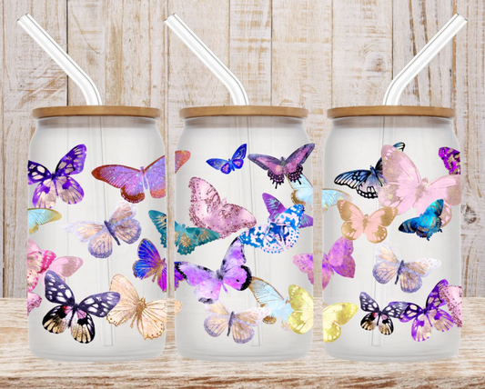 Butterflies - 16oz Glass Cup